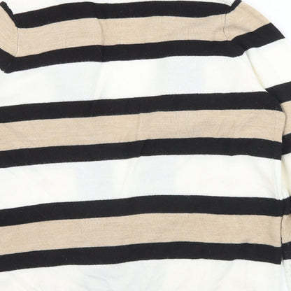 Papaya Womens Multicoloured Collared Striped Acrylic Cardigan Jumper Size 12