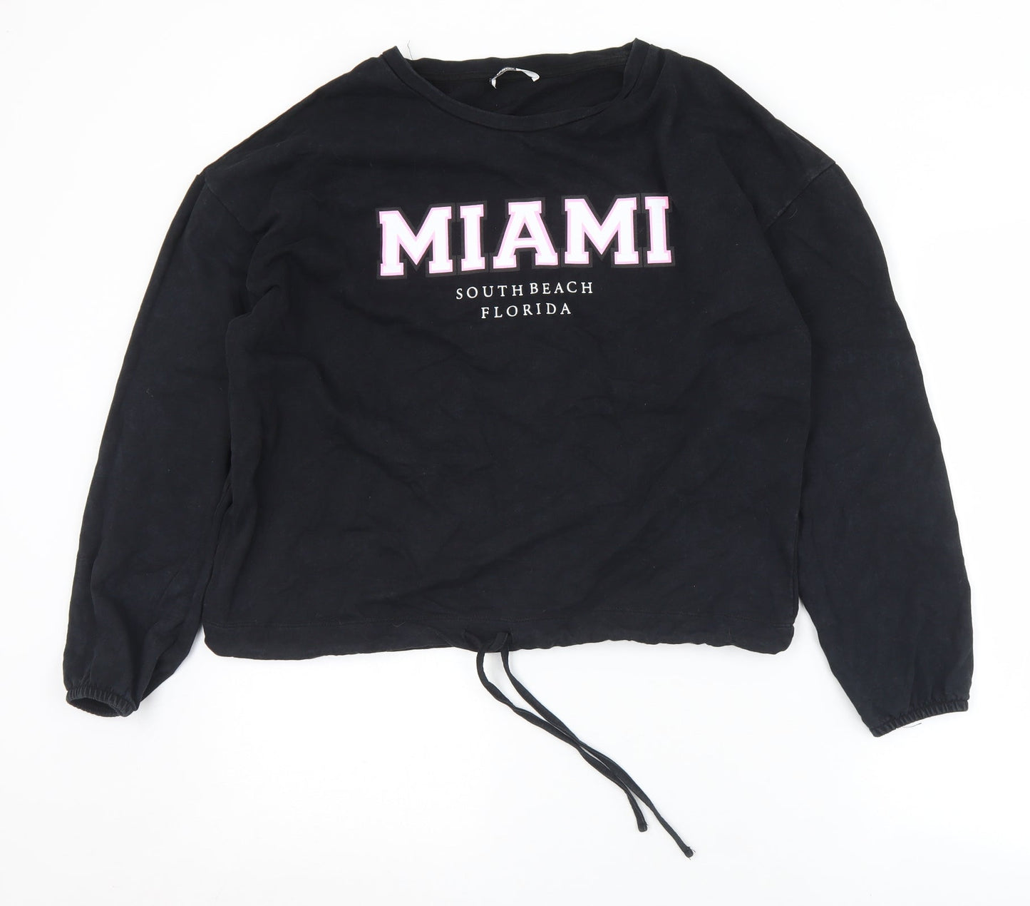 Pep & Co Womens Black  Cotton Pullover Sweatshirt Size 12   - Miami 12-14