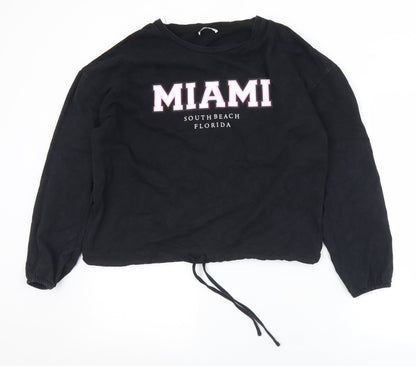 Pep & Co Womens Black  Cotton Pullover Sweatshirt Size 12   - Miami 12-14