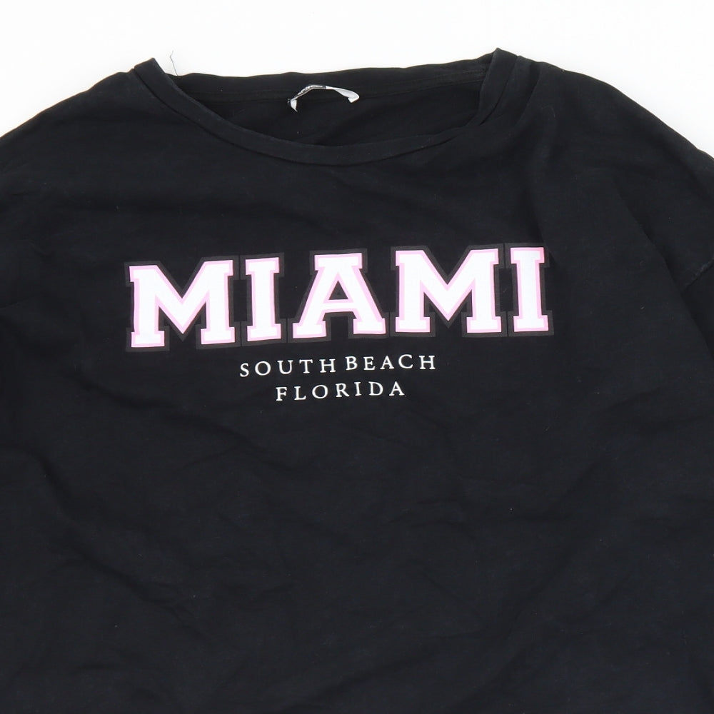 Pep & Co Womens Black  Cotton Pullover Sweatshirt Size 12   - Miami 12-14