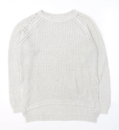 Papaya Womens Grey Round Neck  Acrylic Pullover Jumper Size M