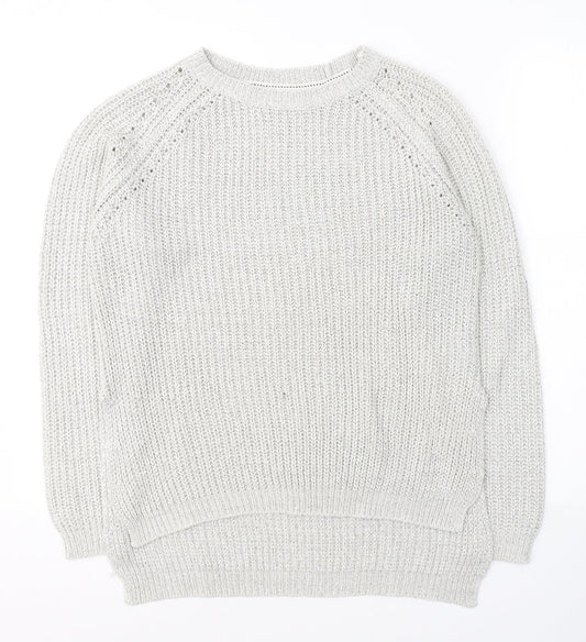 Papaya Womens Grey Round Neck  Acrylic Pullover Jumper Size M