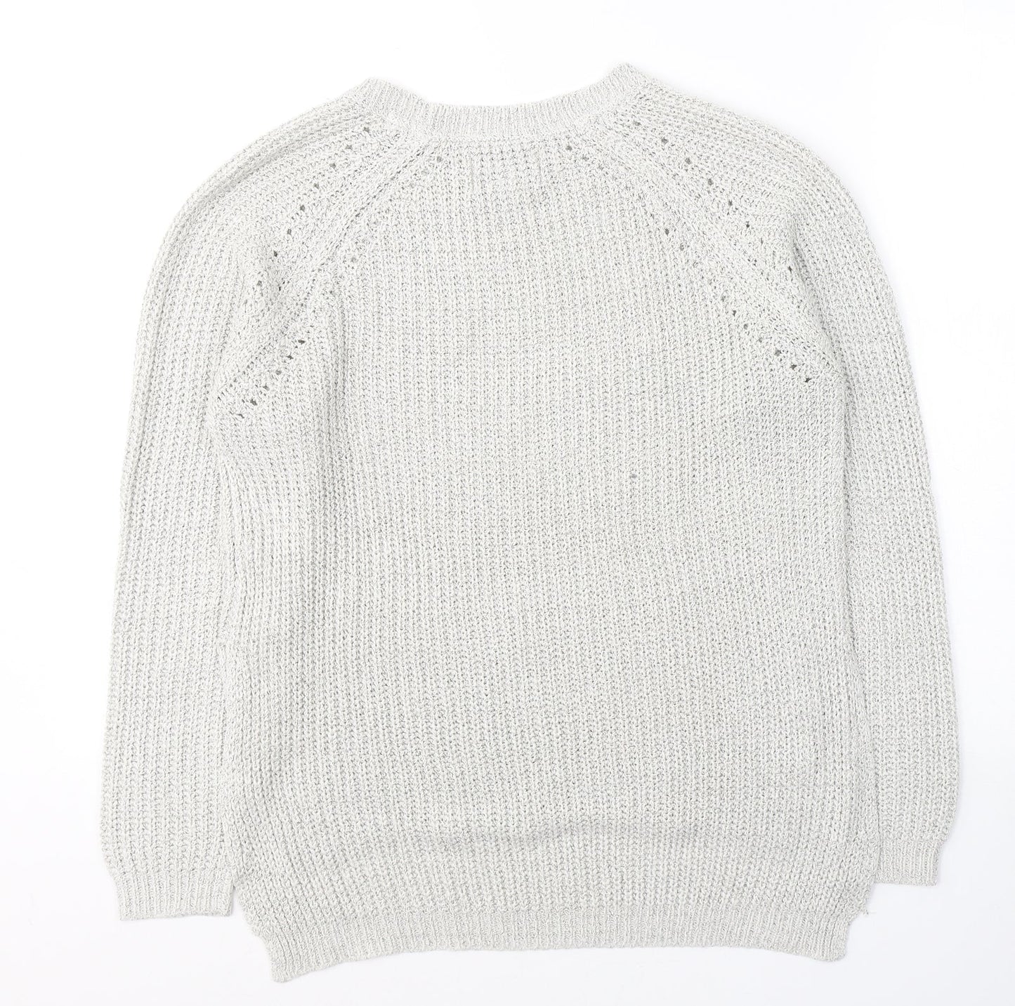 Papaya Womens Grey Round Neck  Acrylic Pullover Jumper Size M