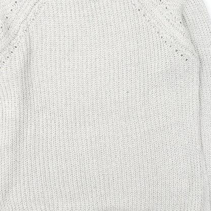 Papaya Womens Grey Round Neck  Acrylic Pullover Jumper Size M
