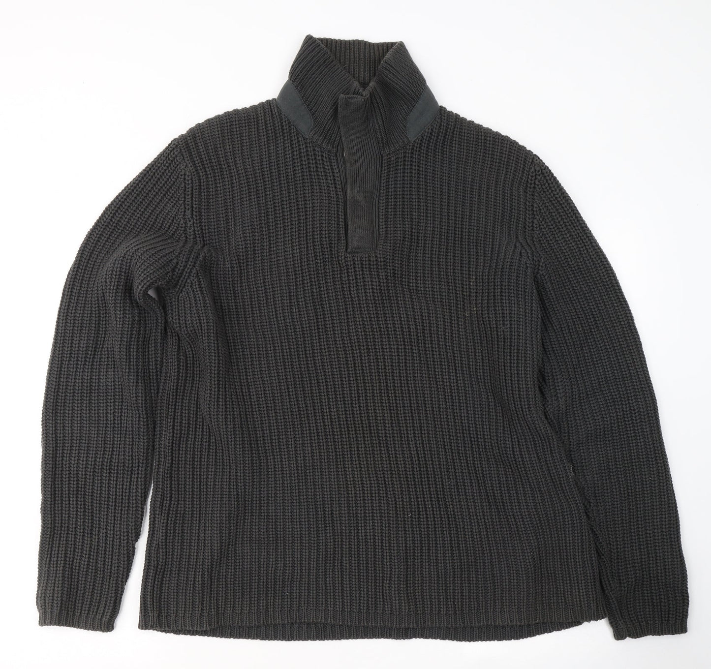 Marks and Spencer Mens Black High Neck  Cotton Pullover Jumper Size M