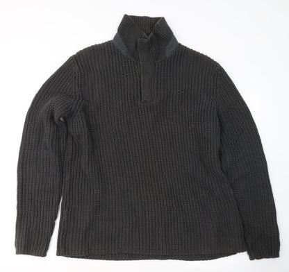 Marks and Spencer Mens Black High Neck  Cotton Pullover Jumper Size M