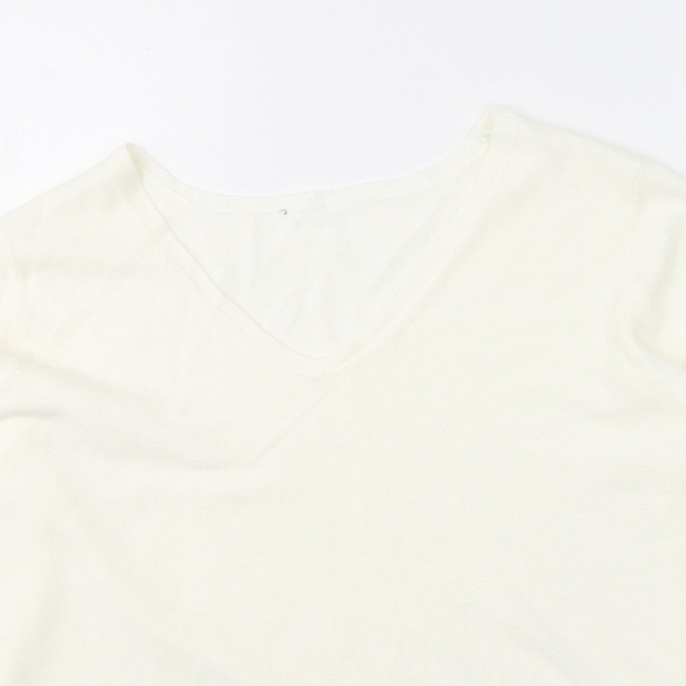 BHS Womens White V-Neck  Acrylic Pullover Jumper Size 20