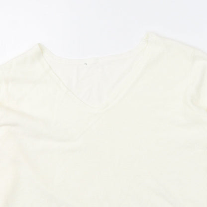 BHS Womens White V-Neck  Acrylic Pullover Jumper Size 20