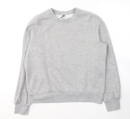 Pieces Womens Grey  Polyester Pullover Sweatshirt   Pullover