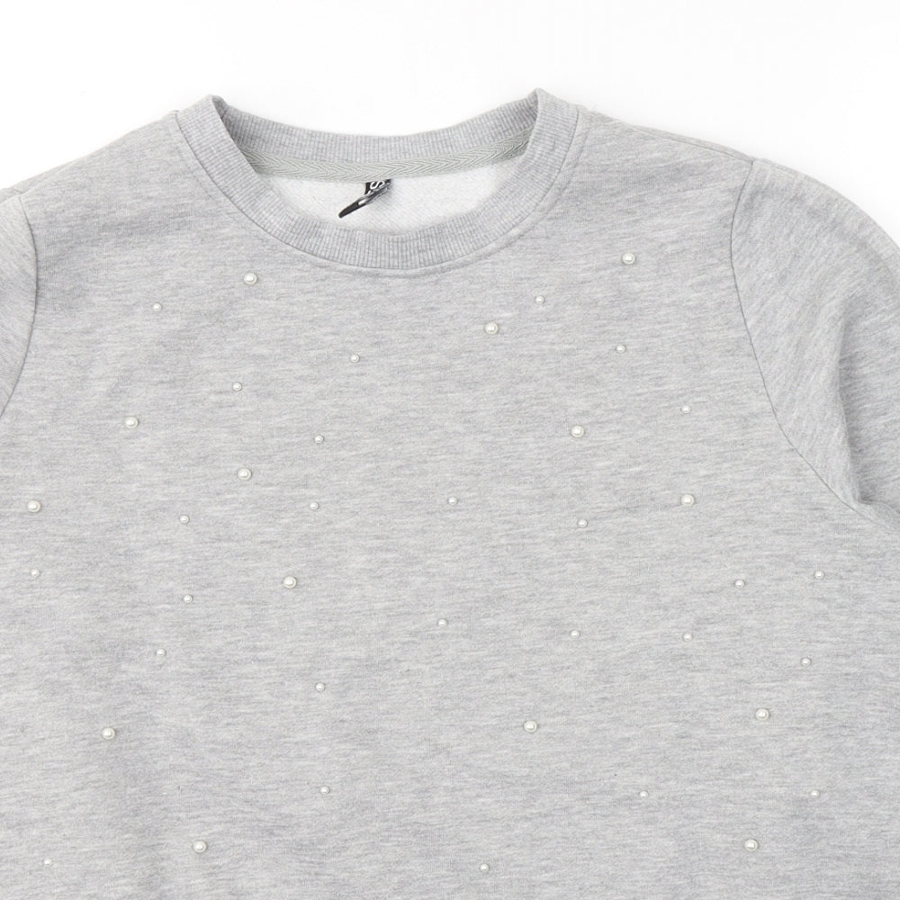 Pieces Womens Grey  Polyester Pullover Sweatshirt   Pullover