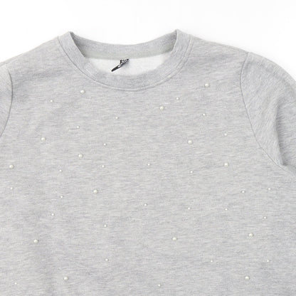 Pieces Womens Grey  Polyester Pullover Sweatshirt   Pullover