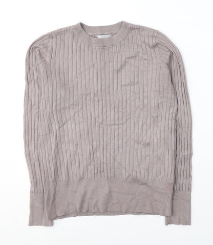 H&M Womens Grey  Acrylic Jersey Blouse Size S Round Neck
