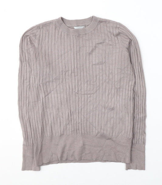 H&M Womens Grey  Acrylic Jersey Blouse Size S Round Neck