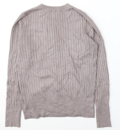 H&M Womens Grey  Acrylic Jersey Blouse Size S Round Neck