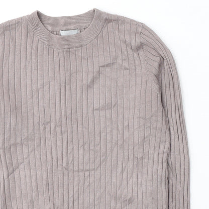 H&M Womens Grey  Acrylic Jersey Blouse Size S Round Neck