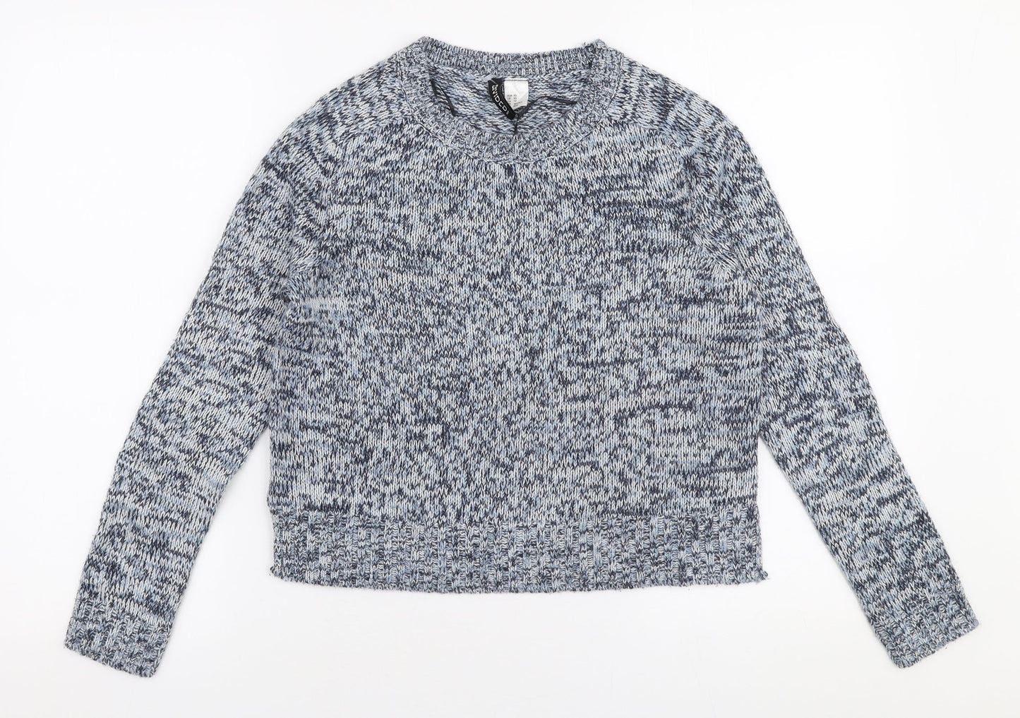 H&M Womens Blue Round Neck  Acrylic Pullover Jumper Size XS