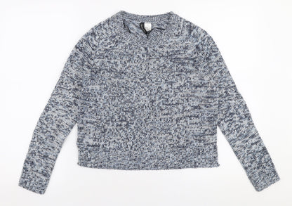 H&M Womens Blue Round Neck  Acrylic Pullover Jumper Size XS