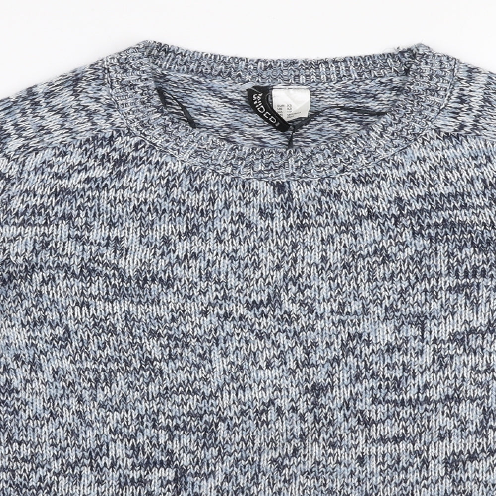 H&M Womens Blue Round Neck  Acrylic Pullover Jumper Size XS