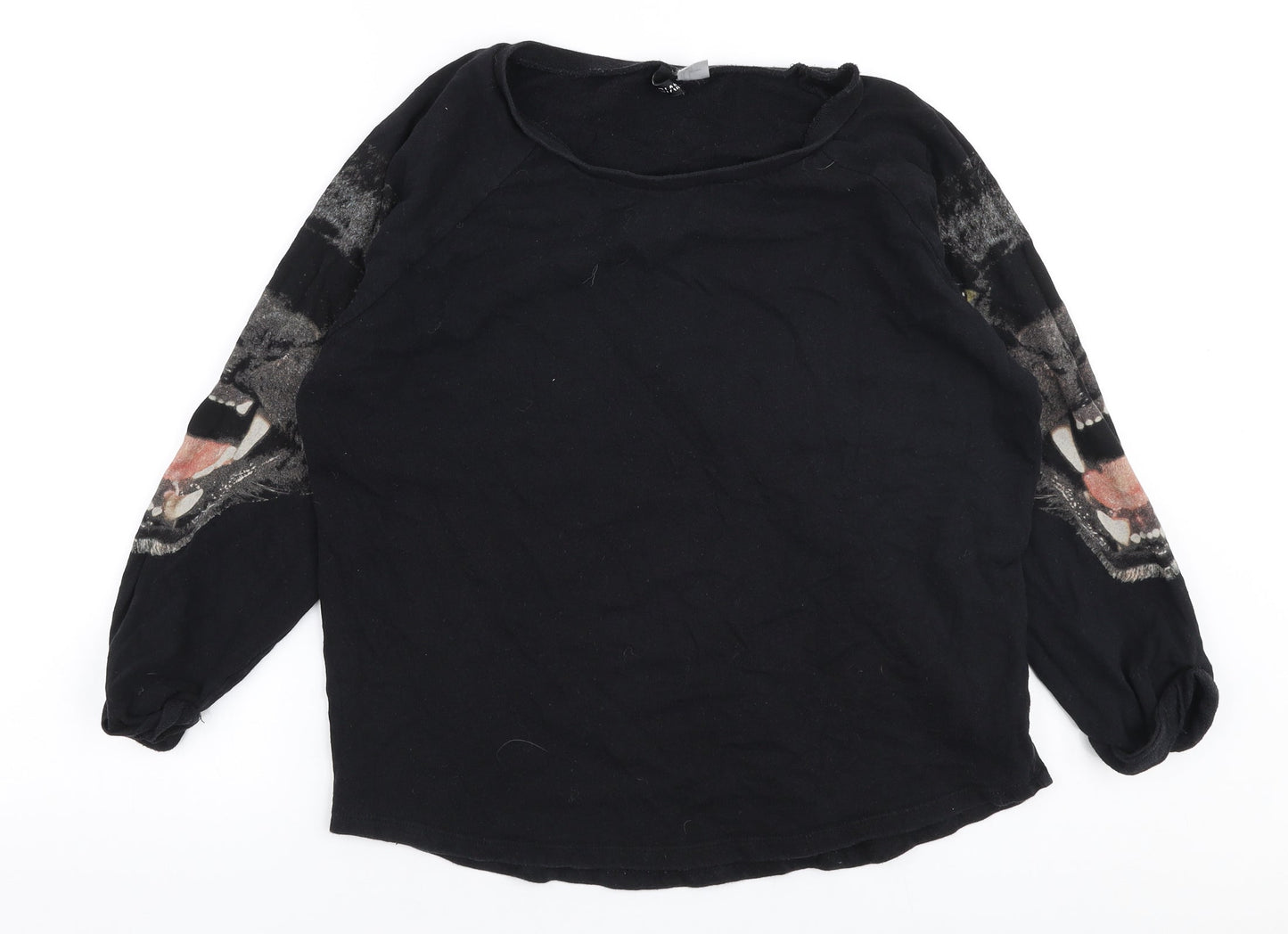 H&M Womens Black  100% Cotton Pullover Sweatshirt Size S  Pullover - Panther