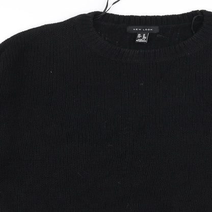 New Look Womens Black Round Neck  Acrylic Pullover Jumper Size M