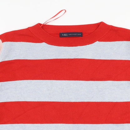 Marks and Spencer Womens Multicoloured Round Neck Striped Viscose Pullover Jumper Size 12