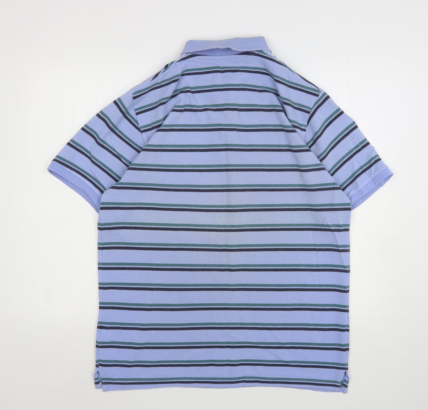 CargoQuay Mens Blue Striped Cotton  Polo Size M Collared