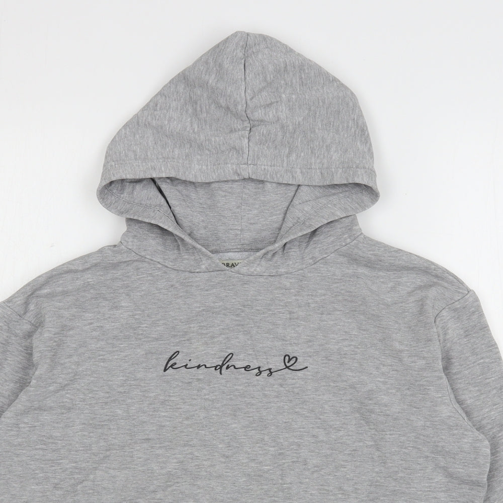 Brave Soul Womens Grey  Cotton Pullover Hoodie Size S