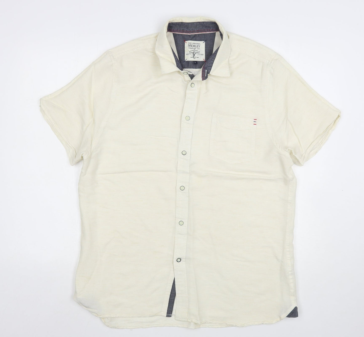 Morley Womens Beige  Polyester Basic Button-Up Size L Collared