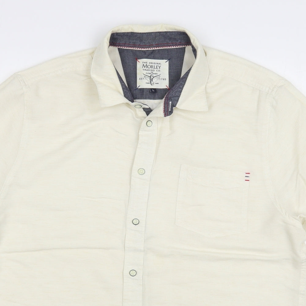 Morley Womens Beige  Polyester Basic Button-Up Size L Collared