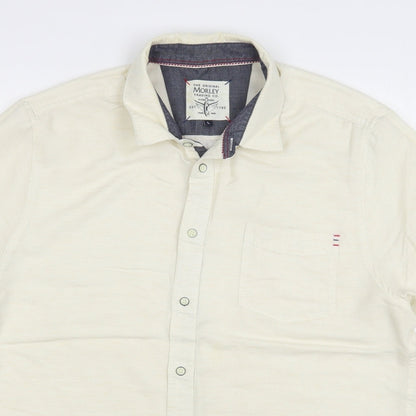 Morley Womens Beige  Polyester Basic Button-Up Size L Collared