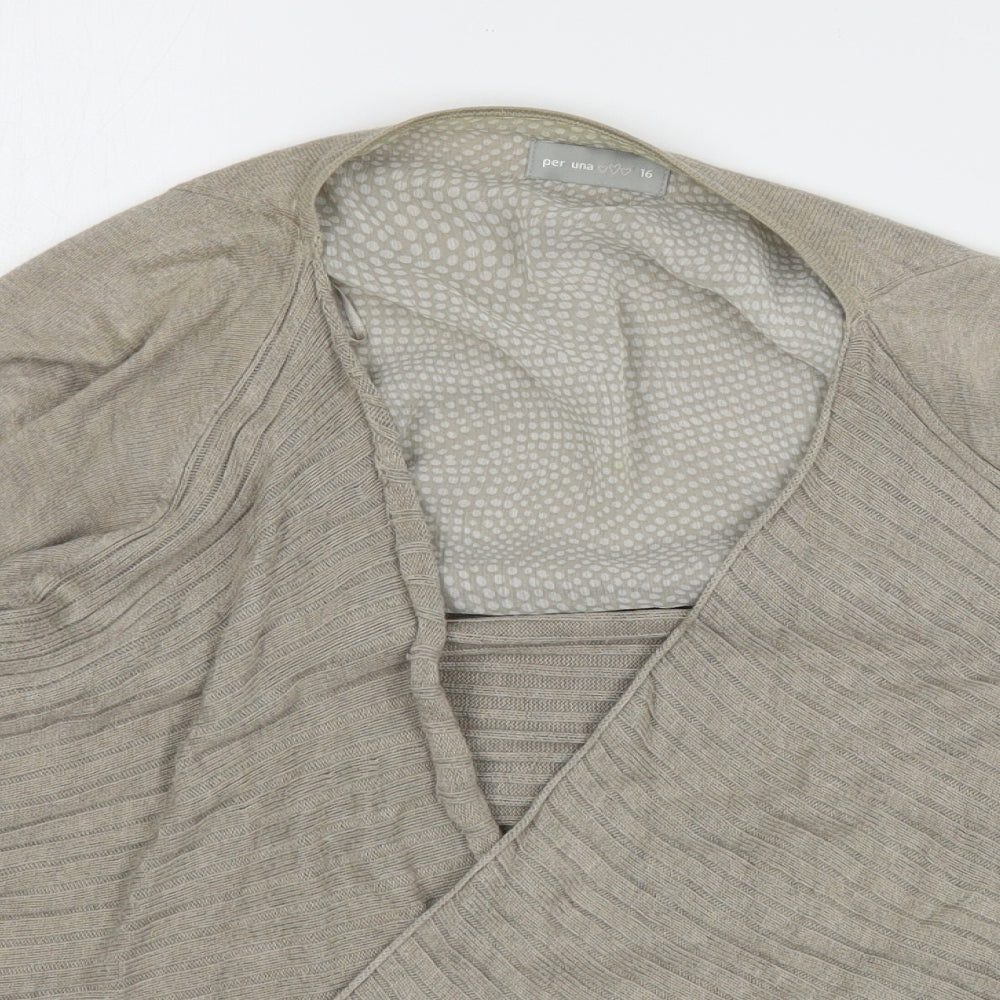Womens UK Size 16 Per Una Beige Cardigan Jumper