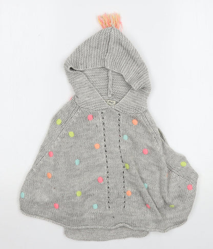 NEXT Girls Grey Polka Dot Acrylic Pullover Hoodie Size M