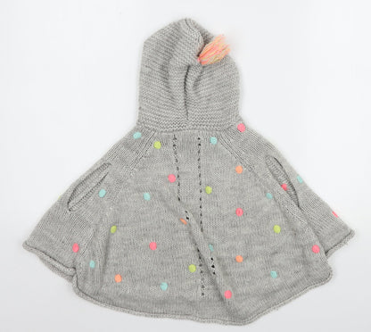 NEXT Girls Grey Polka Dot Acrylic Pullover Hoodie Size M