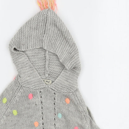 NEXT Girls Grey Polka Dot Acrylic Pullover Hoodie Size M