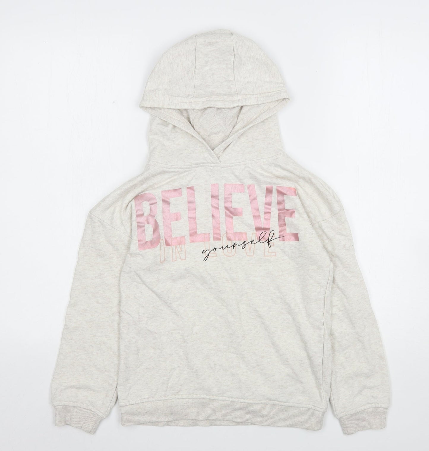 Primark Girls Beige  Cotton Pullover Hoodie Size 9-10 Years