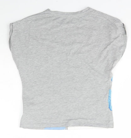 Marks and Spencer Boys Grey  Cotton Basic T-Shirt Size 9-10 Years Scoop Neck Pullover