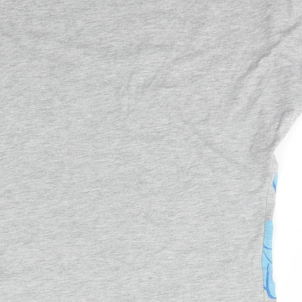 Marks and Spencer Boys Grey  Cotton Basic T-Shirt Size 9-10 Years Scoop Neck Pullover
