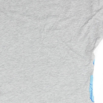 Marks and Spencer Boys Grey  Cotton Basic T-Shirt Size 9-10 Years Scoop Neck Pullover