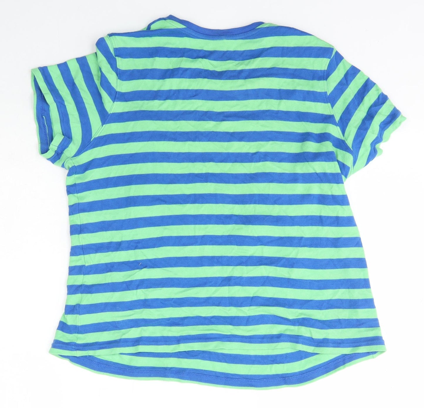 George Boys Multicoloured Striped Cotton Basic T-Shirt Size 13-14 Years Scoop Neck Pullover