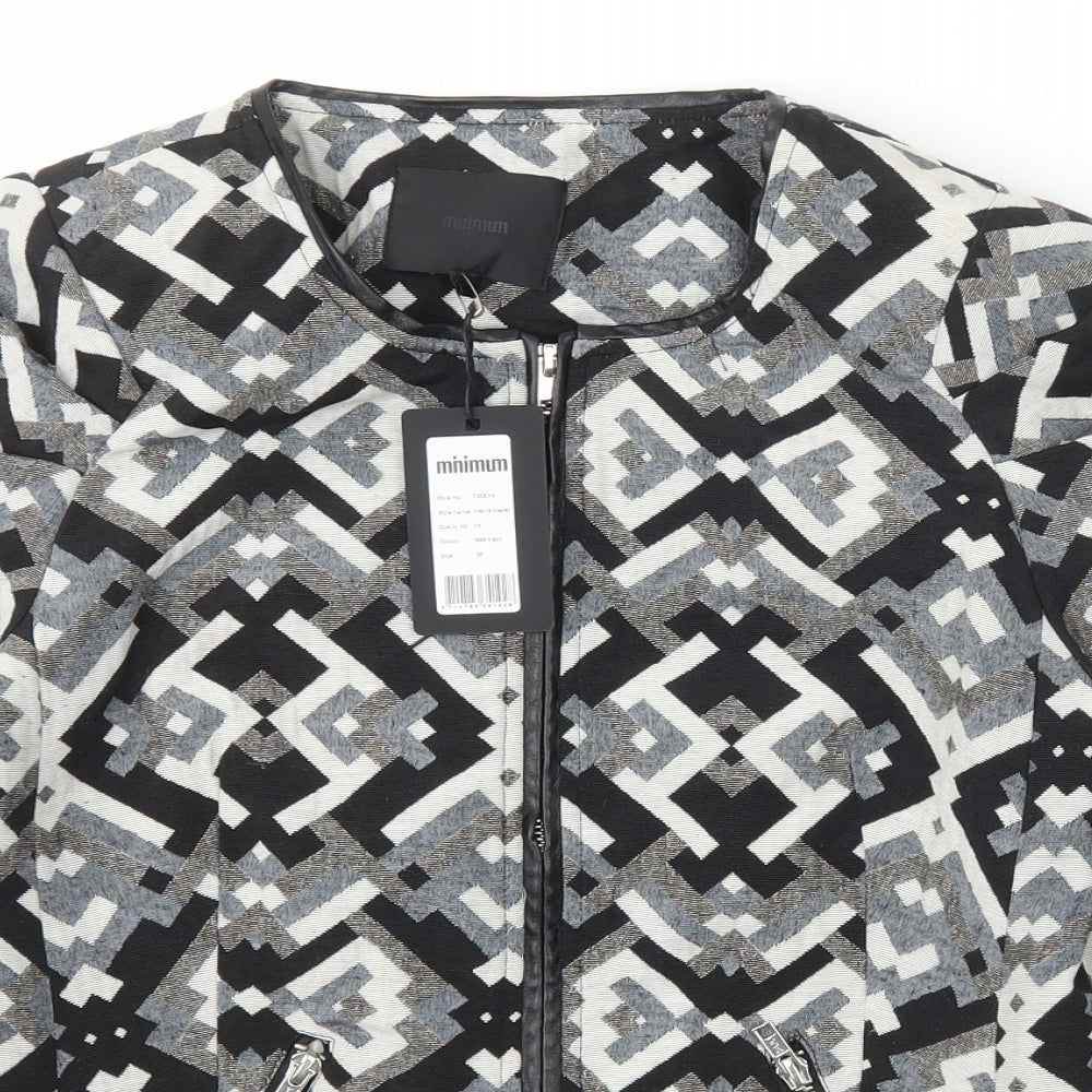 Minimum Womens Multicoloured Scoop Neck Geometric Cotton Full Zip Jumper Size 8