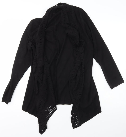 Klass Womens Black Scoop Neck Geometric Polyester Wrap Jumper Size S