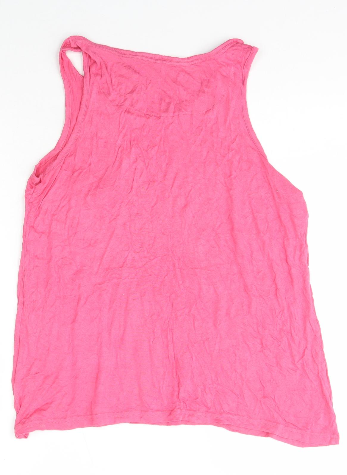 George Womens Pink  Viscose Basic T-Shirt Size 14 Scoop Neck