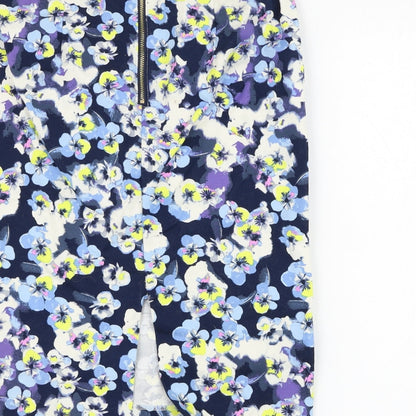 New Look Womens Blue Floral Cotton Straight & Pencil Skirt Size 12   Zip
