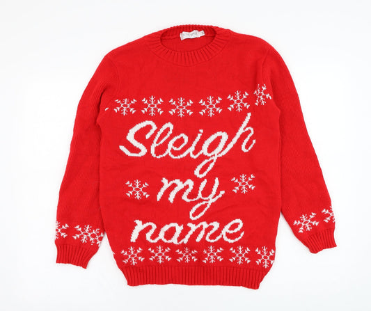 Womens UK Size XS In the Style Red Pullover Jumper