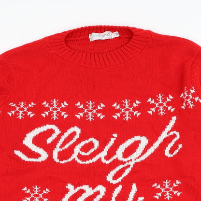Womens UK Size XS In the Style Red Pullover Jumper