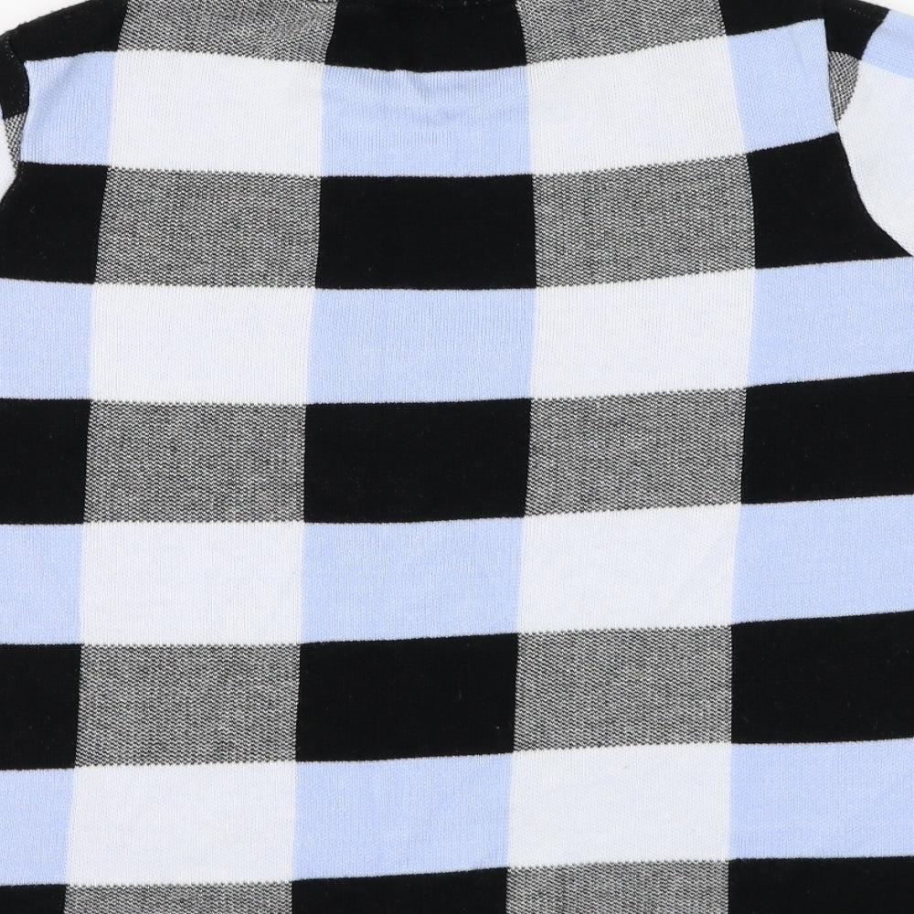 F&F Womens Blue Mock Neck Check Acrylic Pullover Jumper Size 18