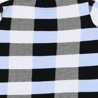 F&F Womens Blue Mock Neck Check Acrylic Pullover Jumper Size 18