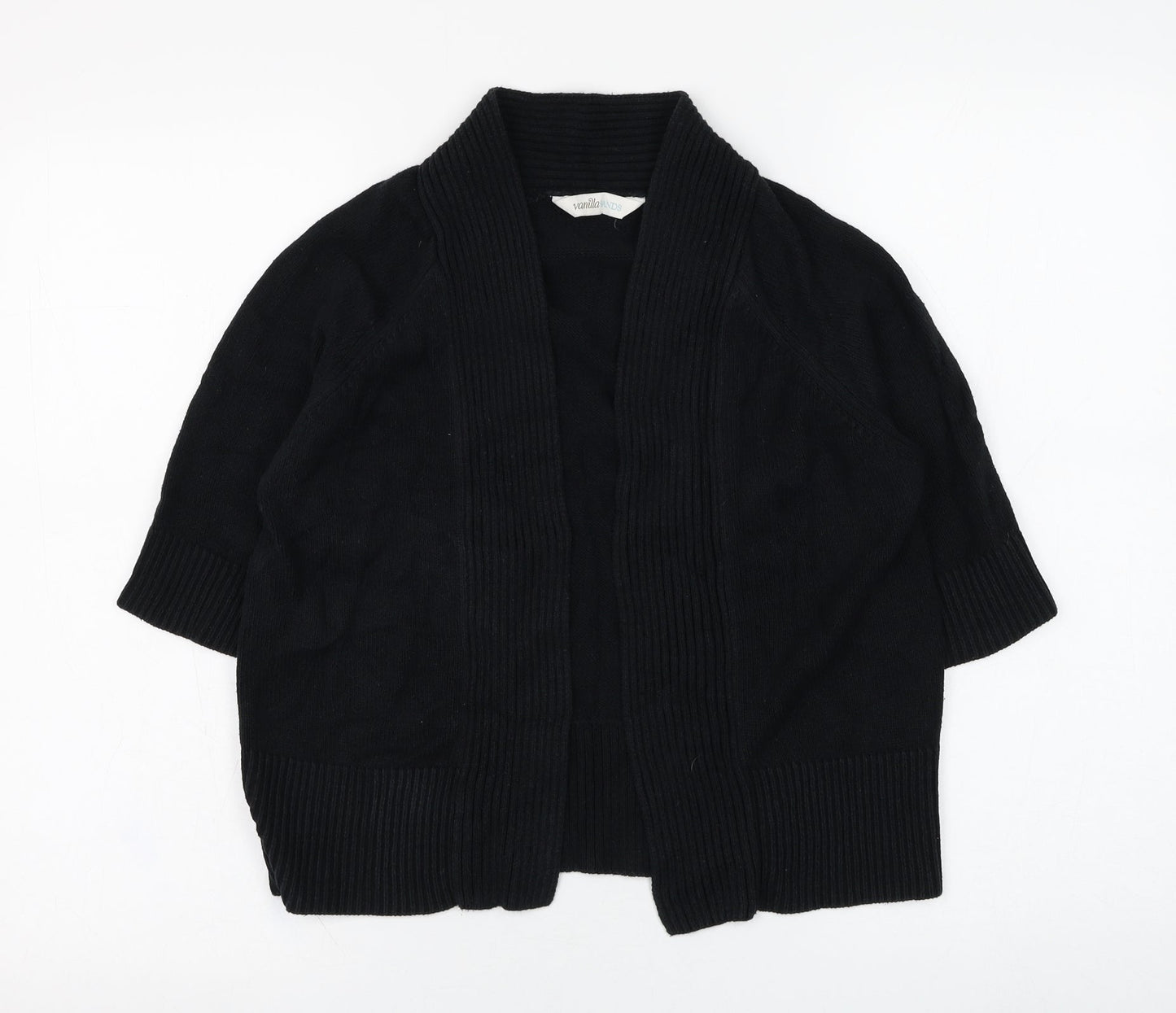 BHS Womens Black Square Neck  Cotton Cardigan Jumper Size 12