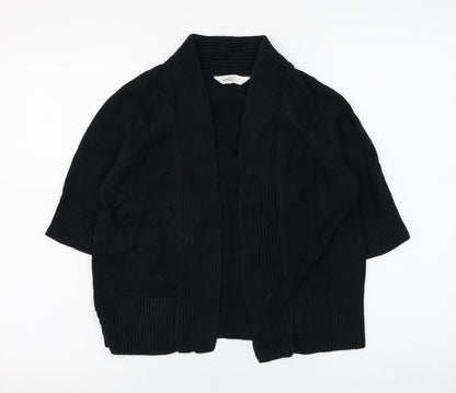 BHS Womens Black Square Neck  Cotton Cardigan Jumper Size 12