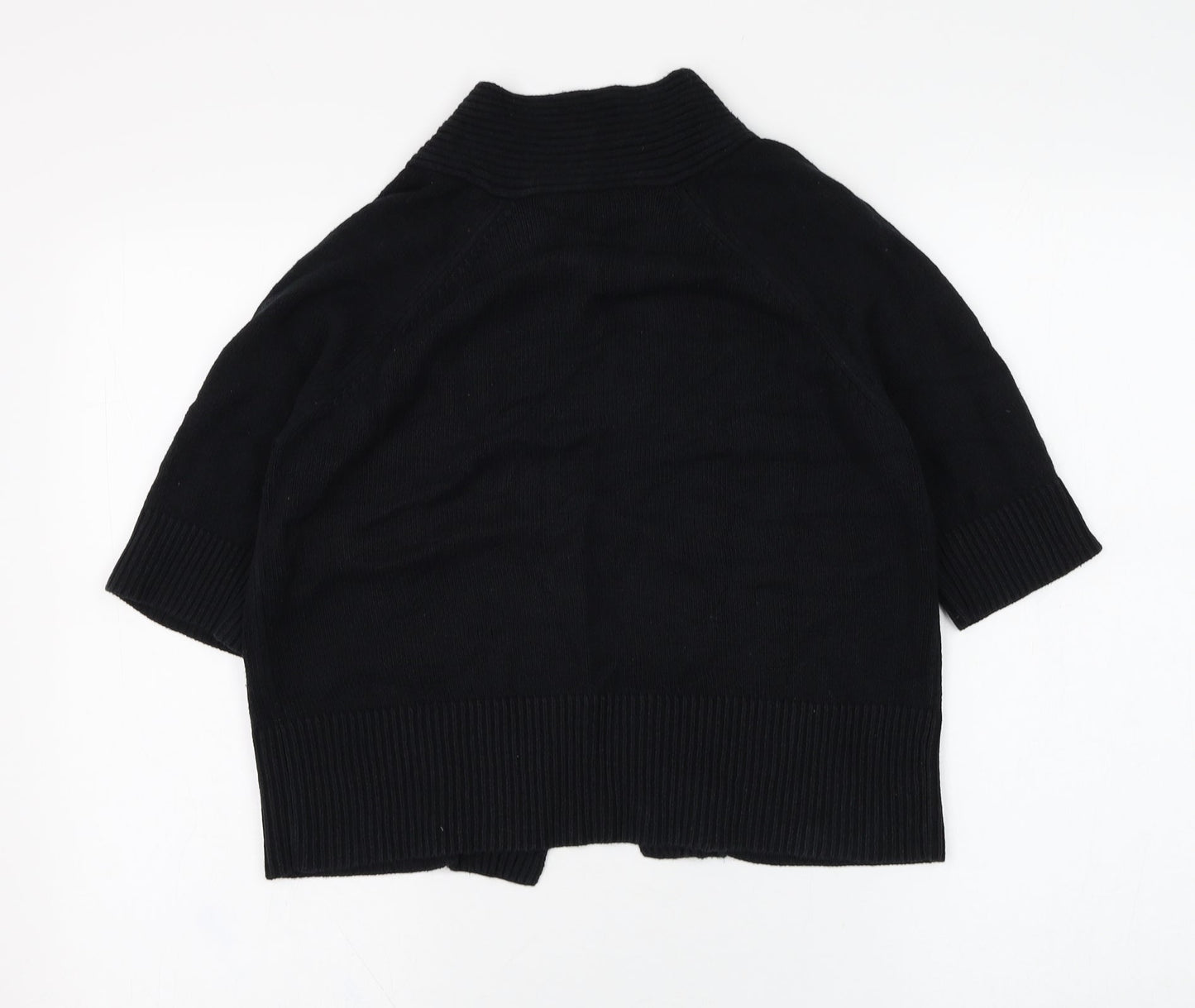 BHS Womens Black Square Neck  Cotton Cardigan Jumper Size 12